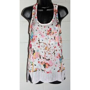 Romeo & Juliet Couture Y2K Floral Print Tank Top Sequin Pocket Tank Blouse Small